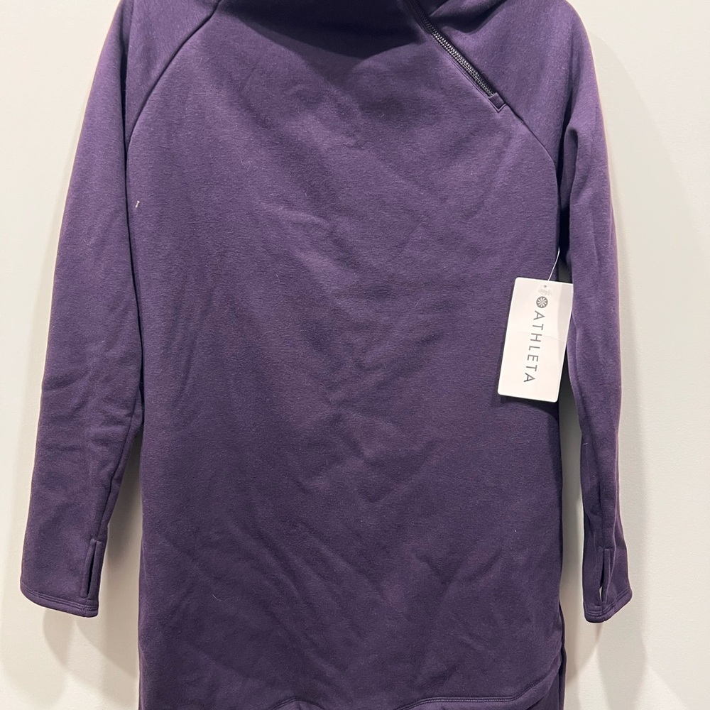 Athleta Cozy Karma Asymmetrical Dress in Deep Purple